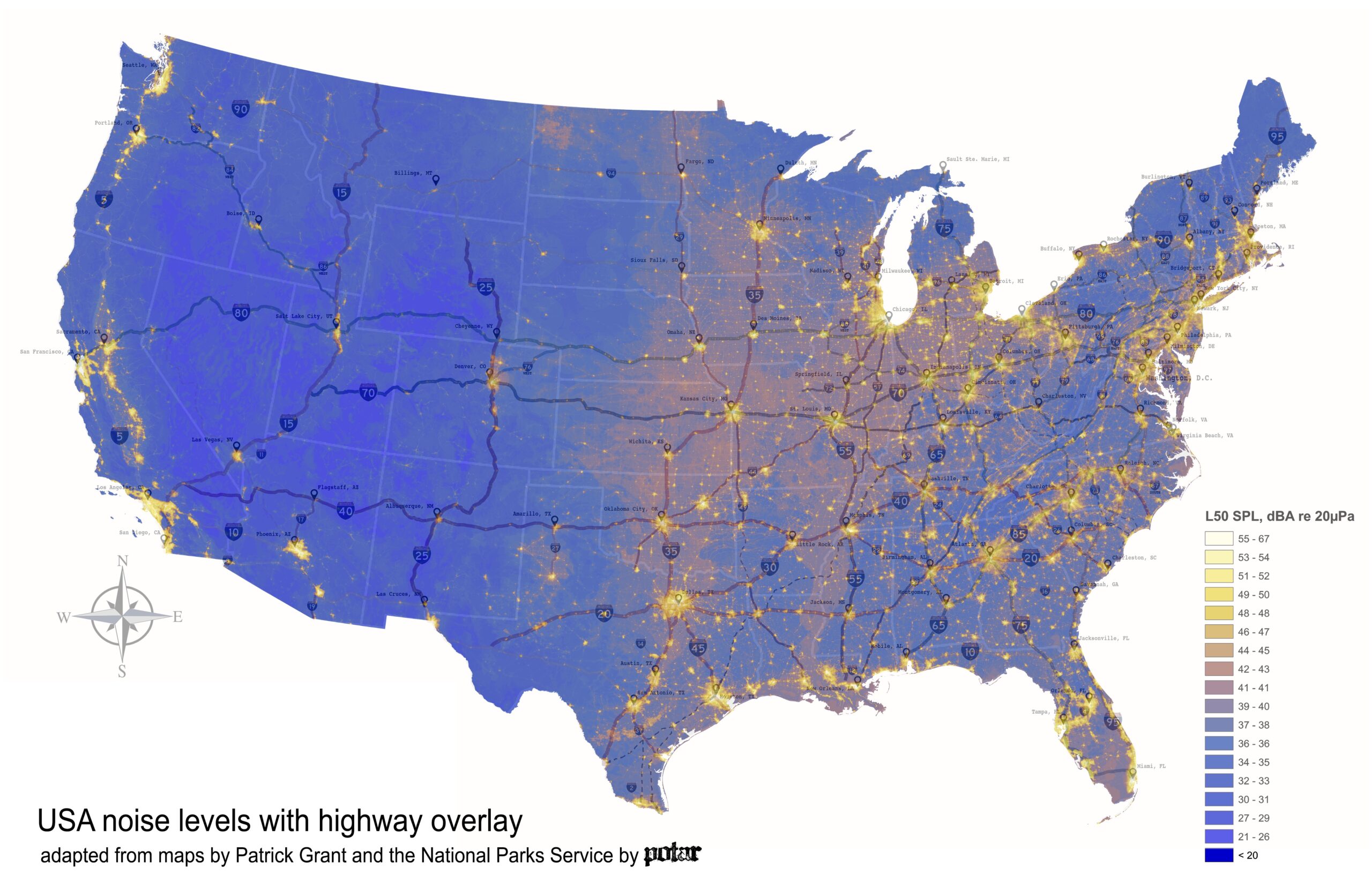 USA highway sound map