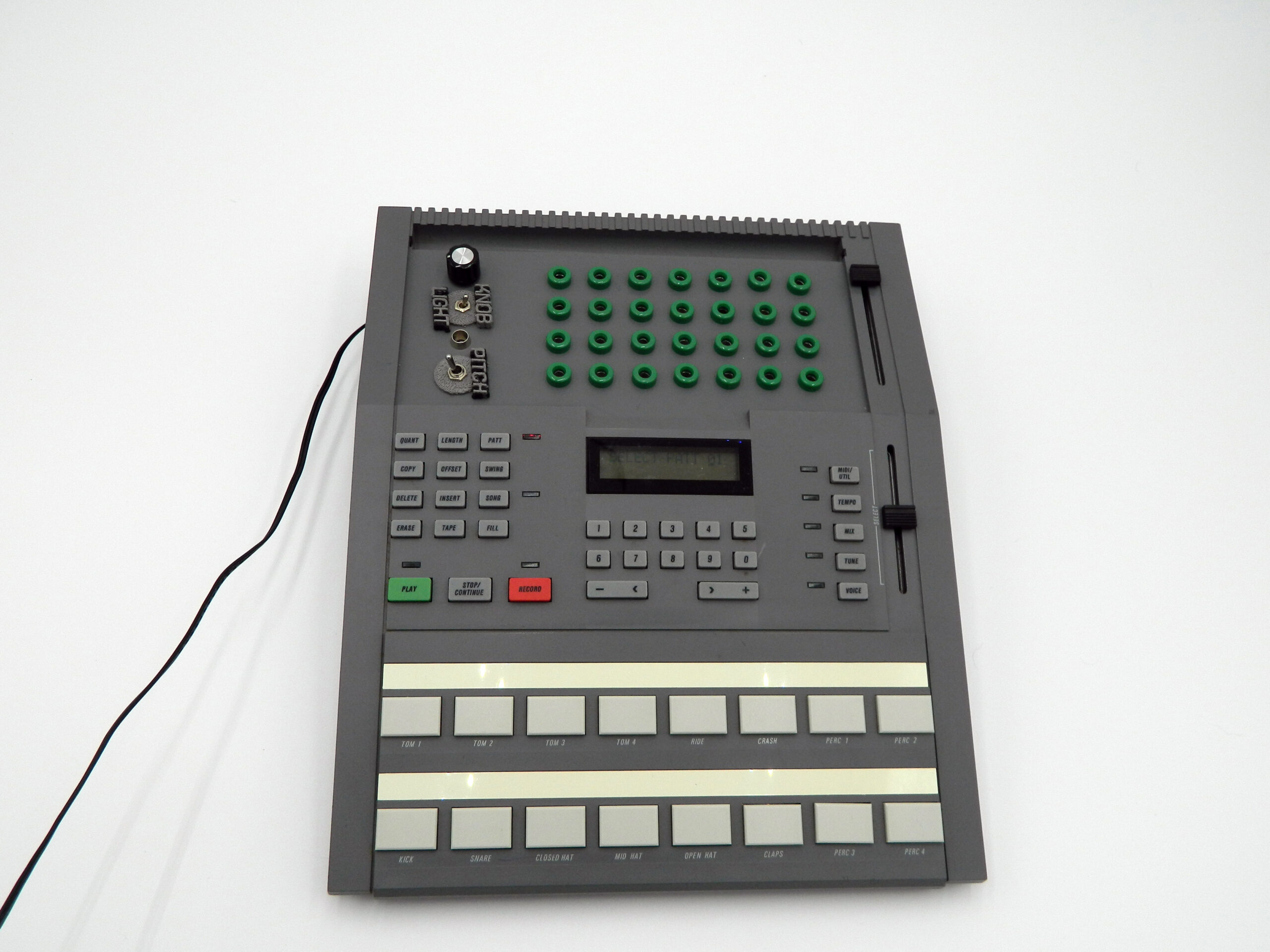 highly modified Alesis HR-16 drum machine