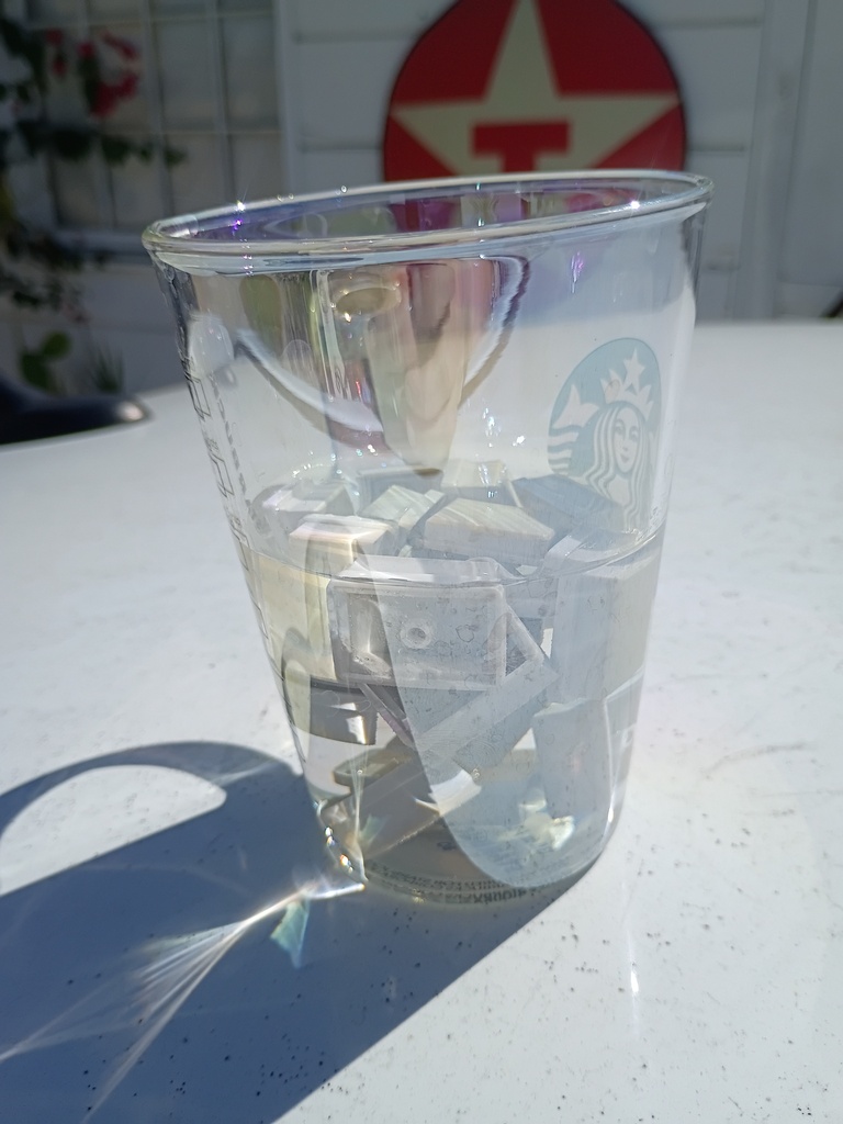 Removing the yellow tint on old plastic with hydrogen peroxide and sunlight.